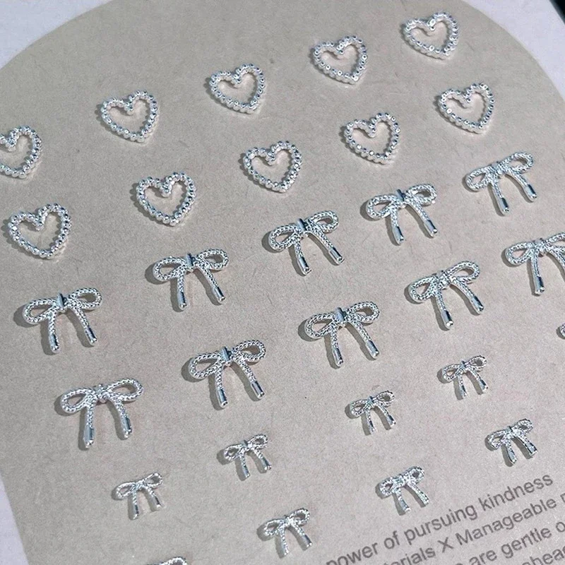 

10pcs Alloy Bowknot Love Nails Art Charms Decorations 3D Luxury Metal Silver Bows Shaped Jewellery DIY Manicure Designs Supplies