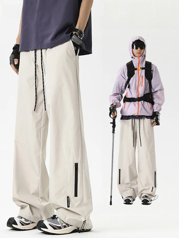 

American Sle Men's Summer Outdoor Windproof Loose Straight Leg Workwear Pants Casual Long Trousers Faionable All-Match