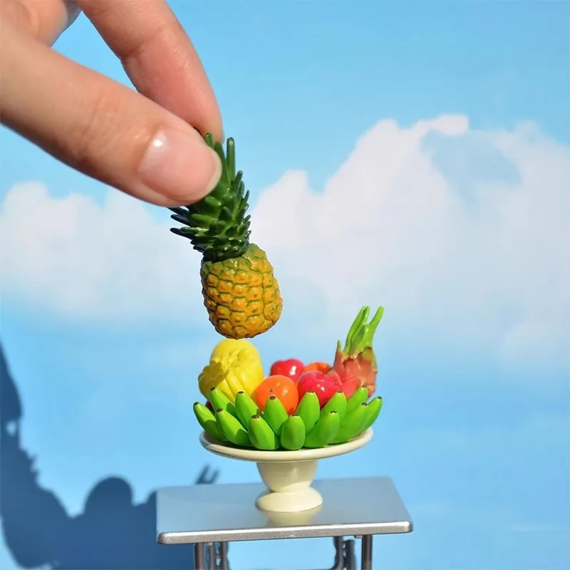Gashapon Anime Figurine Cute Miniature Viet Nam Cuisine Fruit Coffee Shop Tables Chairs Models Kawaii Capsule Toys Gift