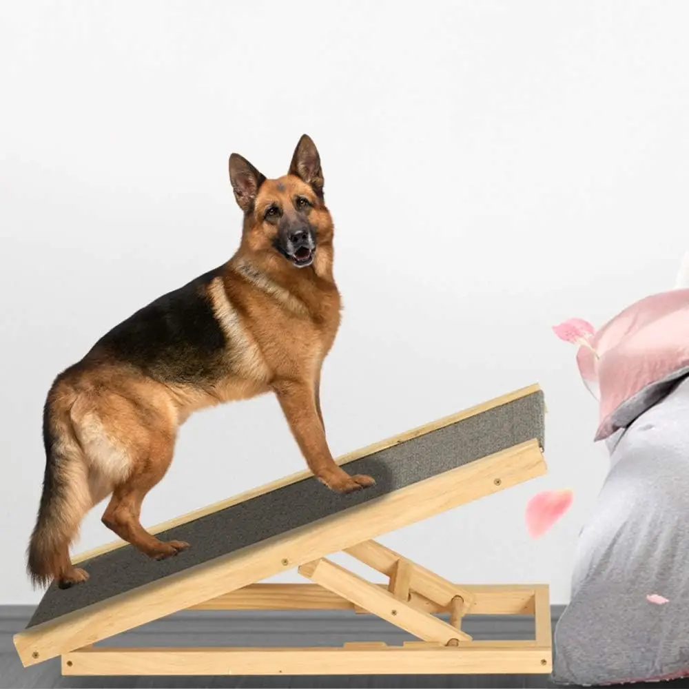 Portable Freestanding Dog Adjustable Heights Non-Slip Puppy Ramp Carpet Stair