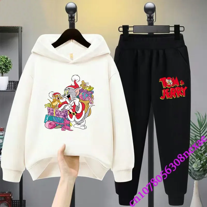 2024 New Disney Tom And Jerry Children's Set Spring And Autumn Cartoon Anime Boys And Girls Print Sports Top And Pants 2-piece