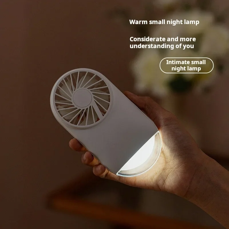 2024Summer Handheld Mini Fan Lightweight Portable Four-Speed Adjustable Built-in Night Light Stylish Design Handheld or Desk Use