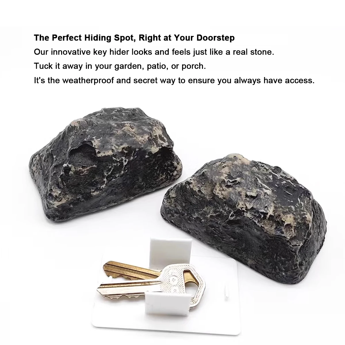 Realistic Fake Rock with Secret Compartment, Outdoor Spare Key Hider Box for Garden & Front Door Emergency