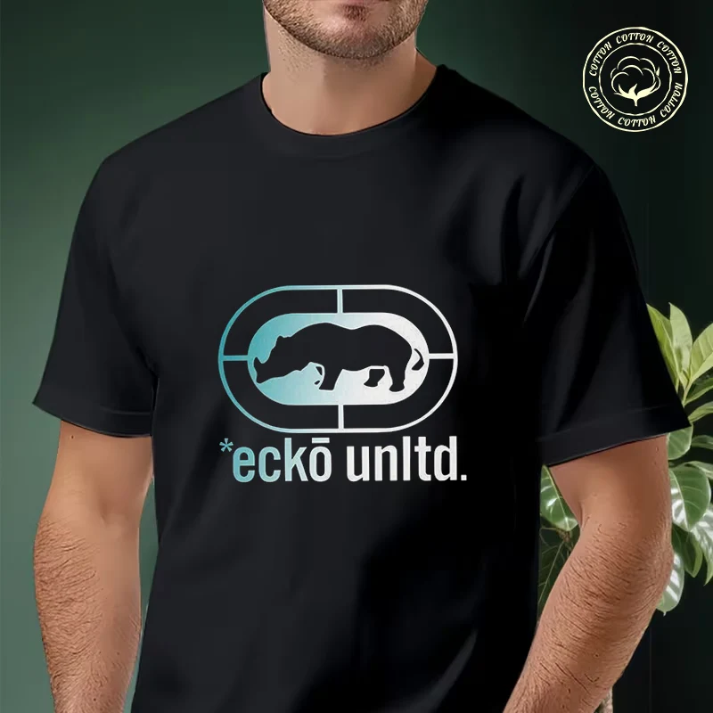

Ecko Logo & Ecko Unltd Graphic Print Motorcycle T-Shirt Men Hip Hop Streetwear Unisex Casual Fashionable Short Sleeve Tops Tee