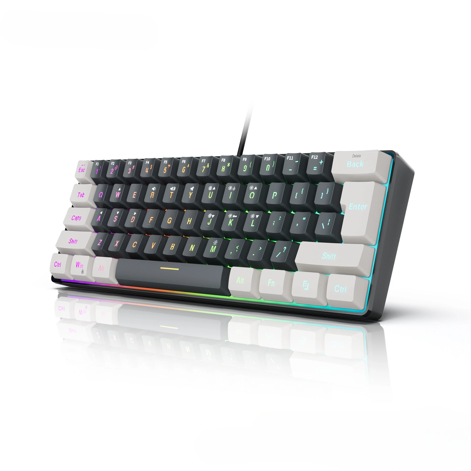 Teclado Gamer Wired 61Keys 60% Mini Portable RGB Film E sports Office Desktop Computer Color Matching pc Keyboardtastiera gaming