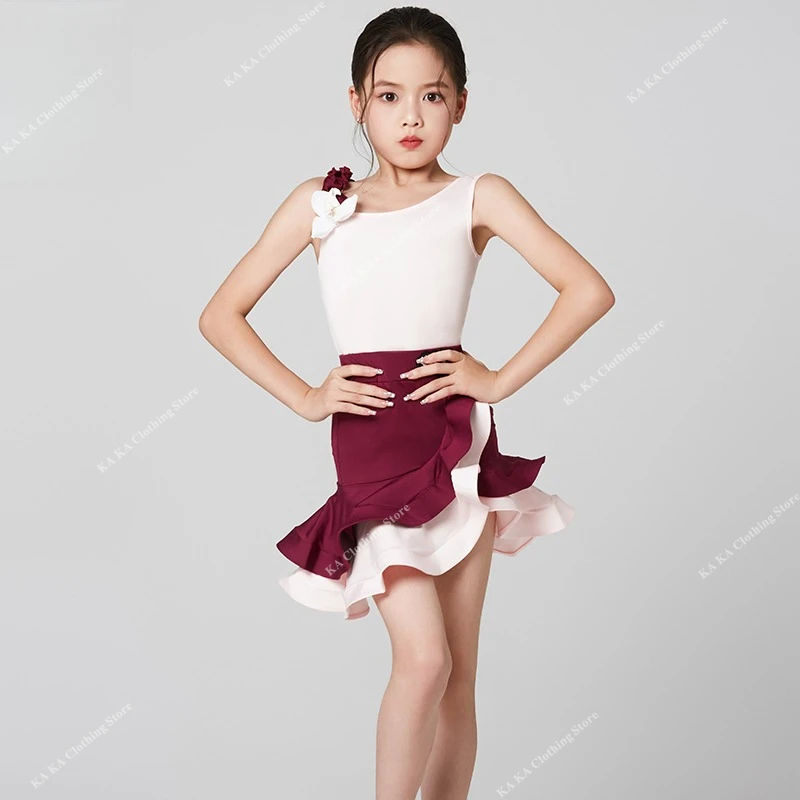 Cha Cha Tango Rumba Latin Dance Dress for Girls Training Samba Salsa Dancing Clothes Kids Competition Ballroom Dresses Costume