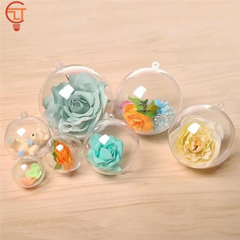 4-10cm Transparent Open Plastic Christmas Tree Pendant Home Decoration Ball Clear Bauble Ornament Gift Present Box Decoration