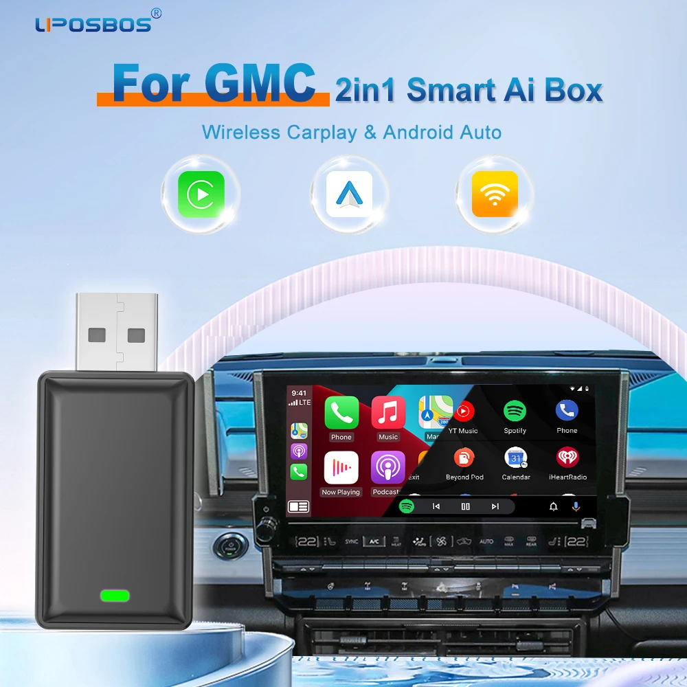 

Wireless Adapter CarPlay Android Auto 2in1 Smart Dongle Play&Plug For GMC Canyon Sierra Sierra HD Yukon Acadia Terrain Yukon XL