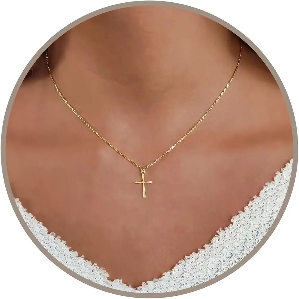 

Women's 16-18 Inch Silver/Gold Religious Charm Necklace, Simple and Elegant for Faith or Gift