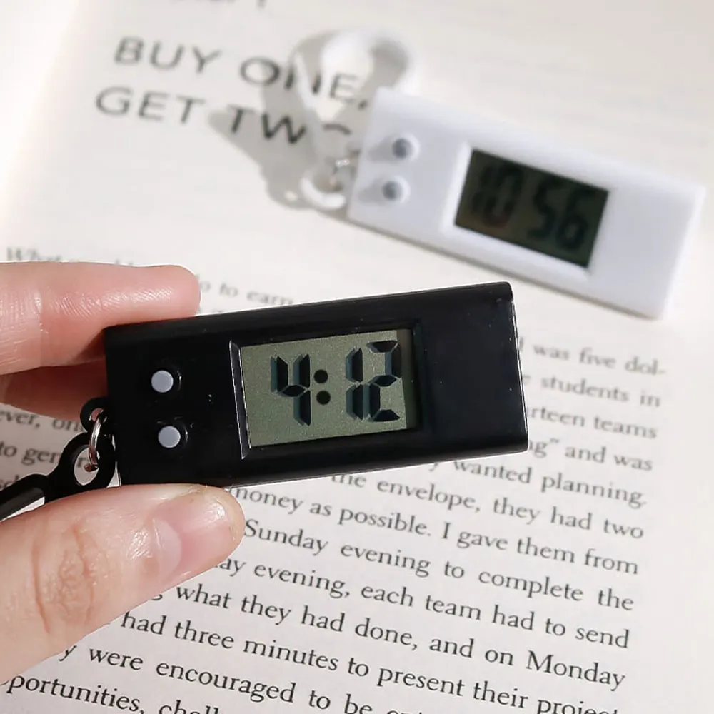 Student Mini Electronic Clock Keychain Electronic Triangle Watch Digital Table Time Display Clock Hanging Keychain Digital Clock