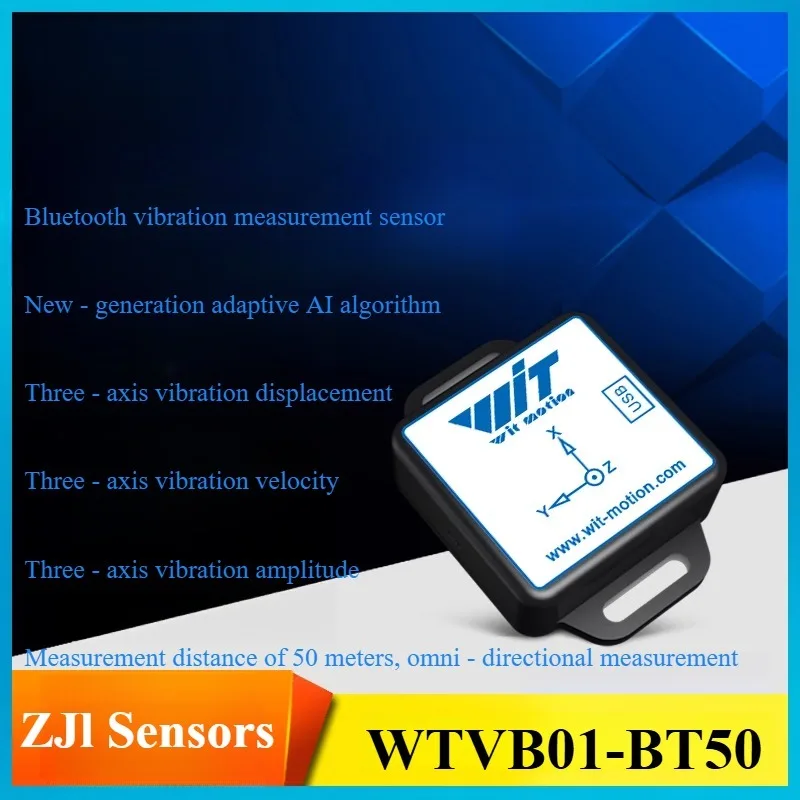 

WTVB01-BT50 Smart Bluetooth Трехосевой датчик скорости перемещения Амплитуда Амплитуда Вибрация Двигатель Водяной насос Вибрация