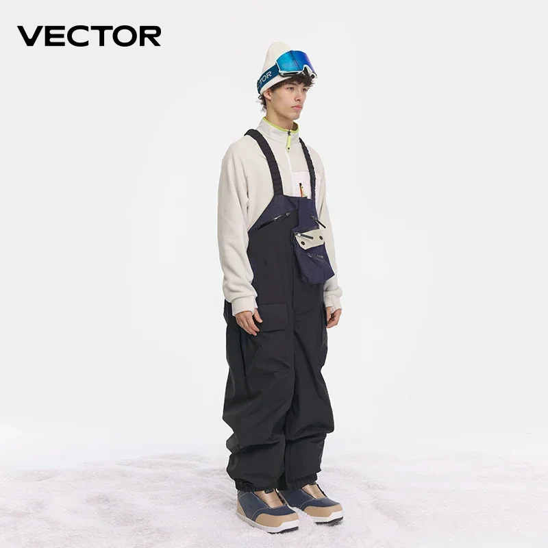 VECTOR Thick Men Women Ski Pants Straight Overalls Jumpsuit Skiing Bib Waterproof Winter Warm Windproof Outdoor Sports Snowboard