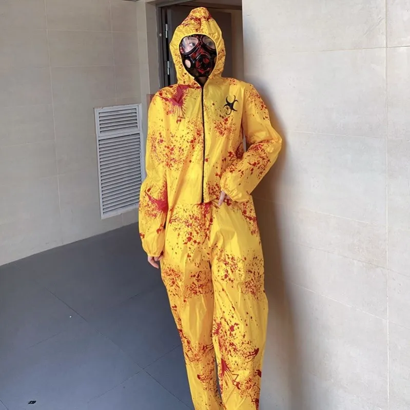 

Хэллоуин для взрослых, косплей, защитный костюм биологической опасности, маска против лица, террор, костюм зомби, комбинезон, сценическое выступление, одежда...