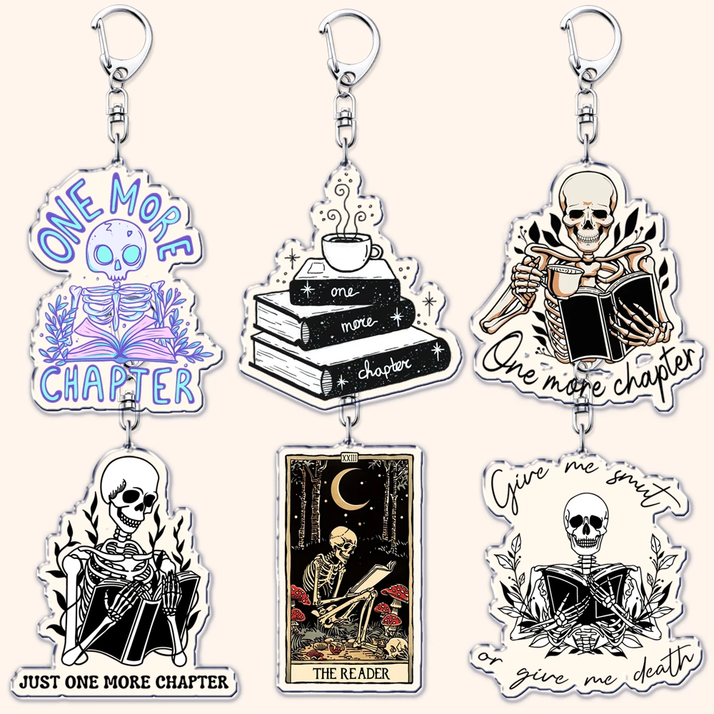 One More Chapter Books Keychains for Accessories Bag Bookish Reader Reading Keyrings Jewelry Bookworm Lover Fans Friends Gifts