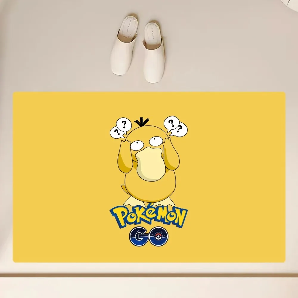 MINISO Pokémon Psyduck Floor Mat Anti-Slip Bathroom Kitchen Bedroom Living Room Entrance Rug Home Decor