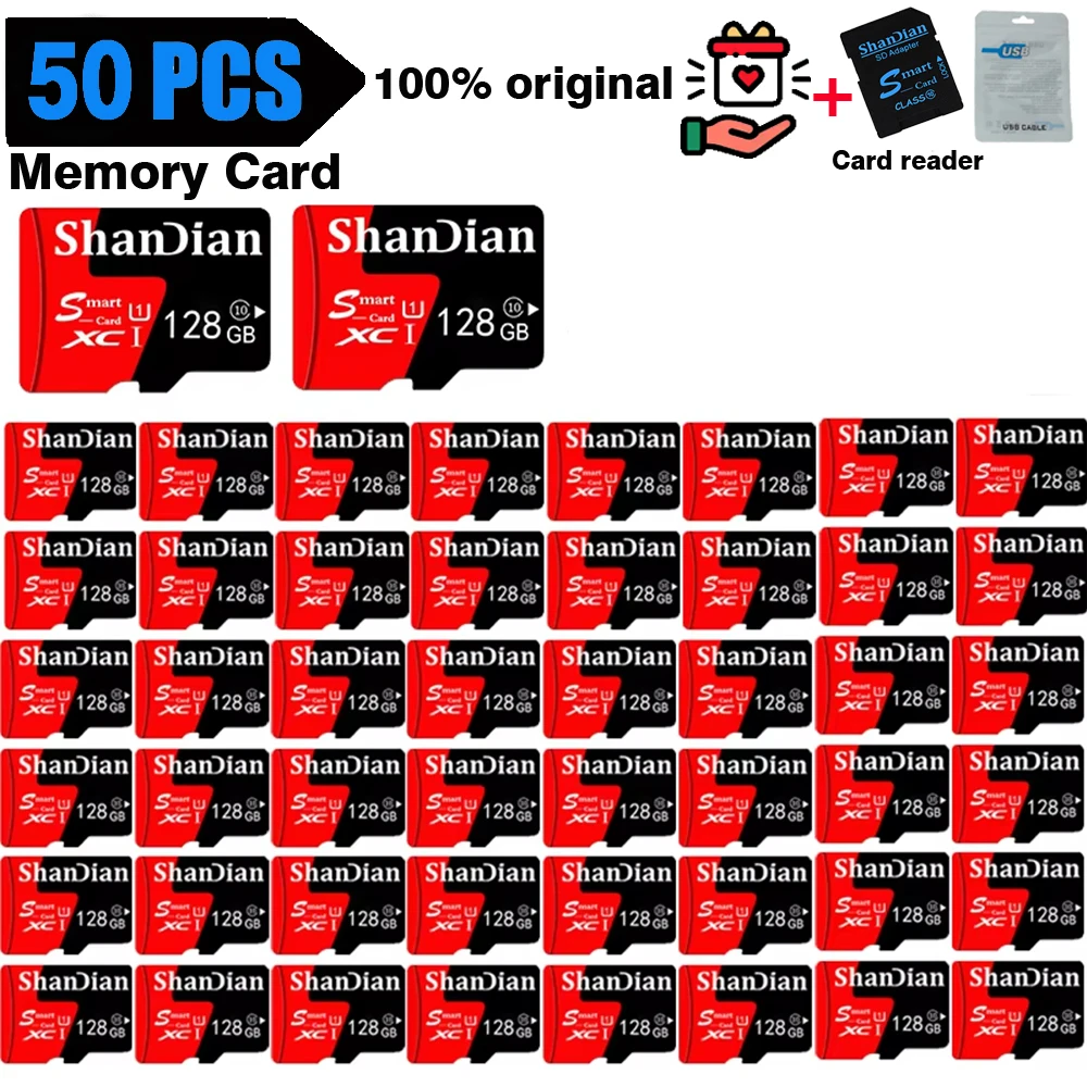 50PCS Memory Cards 128GB 64GB Class 10 Storage Smart Tf Card for Phone PC Tablet Mini SD Card  256gb High Speed 100% original