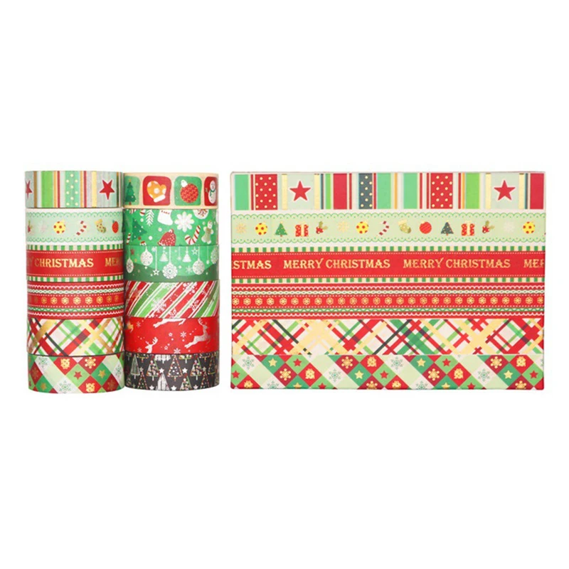 Kit 12 Rolls Christmas Decorative Washi Tapes 1.5cmX5m