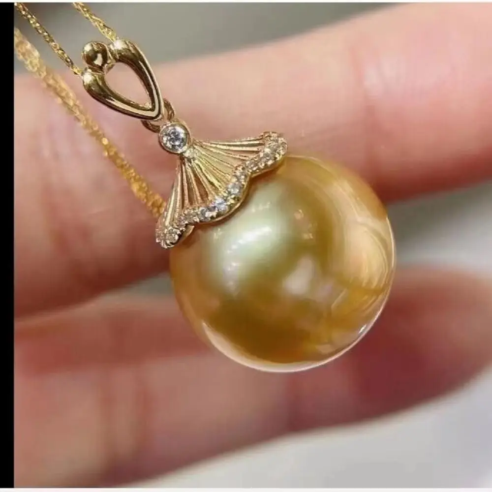 18'' PEARL PENDANT NECKLACE 10-11MM HUGE AAAA SOUTH SEA ROUND GOLDEN 925S Freeshippings Items