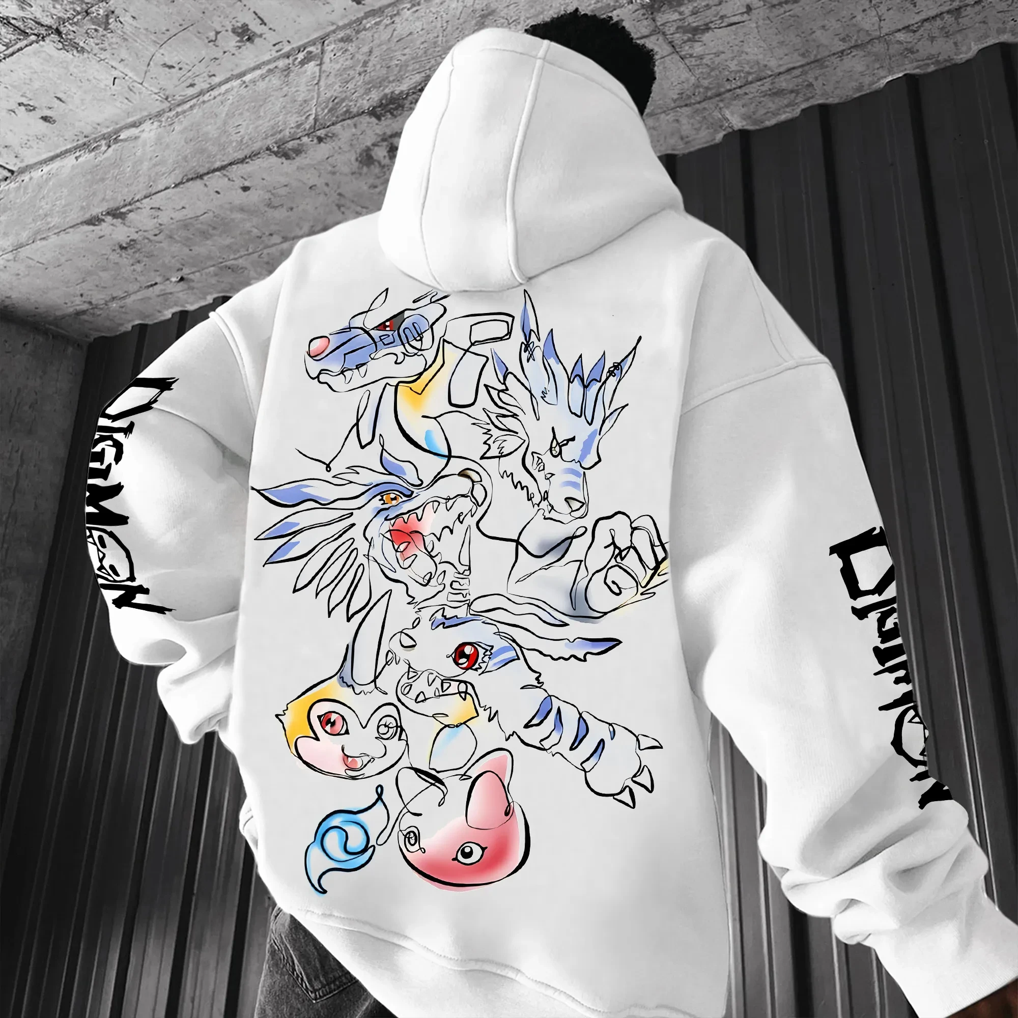 

Digimon Anime Garurumon Joint Hoodie 2025 Summer/Autumn New Men's Harajuku Loose Casual Versatile Parent-Child Jumper Top