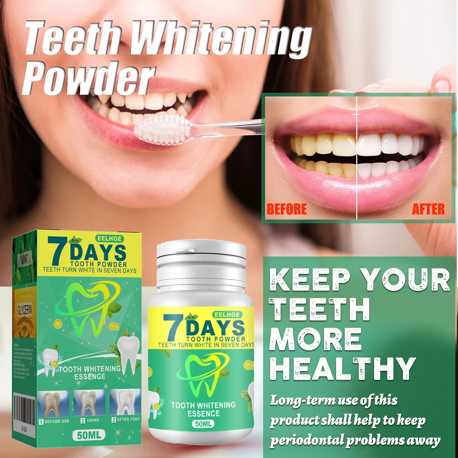 50 مللي مسحوق تبييض الأسنان معجون الأسنان إزالة البقع البلاك تنظيف نظافة الفم الطازجة رائحة الفم الكريهة أدوات تبييض الأسنان الرعاية #1