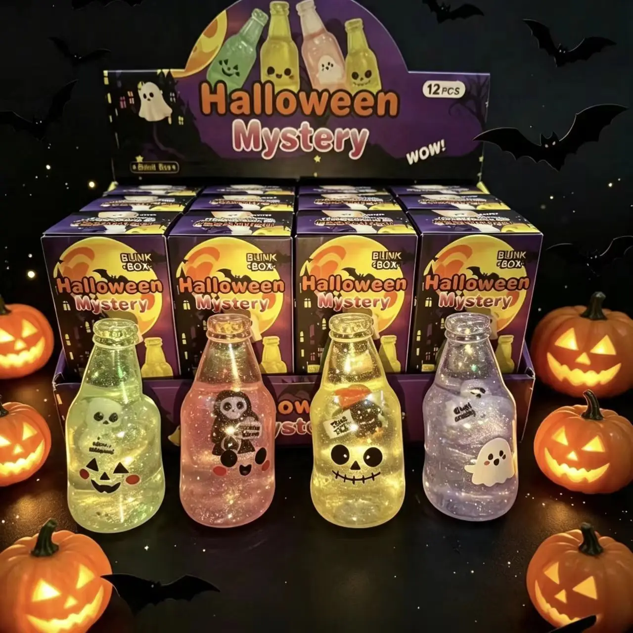 Halloween Sensory Squishy Wine Bottle Squeeze Toy Blind Box Stress Relief Funny Gift Random Color