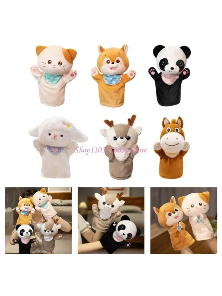 R6FD Kids Plush Animal Hand Puppet Figure Doll for Interactive Role Play Game Baby Story Telling Activity Animal Puppet Toy