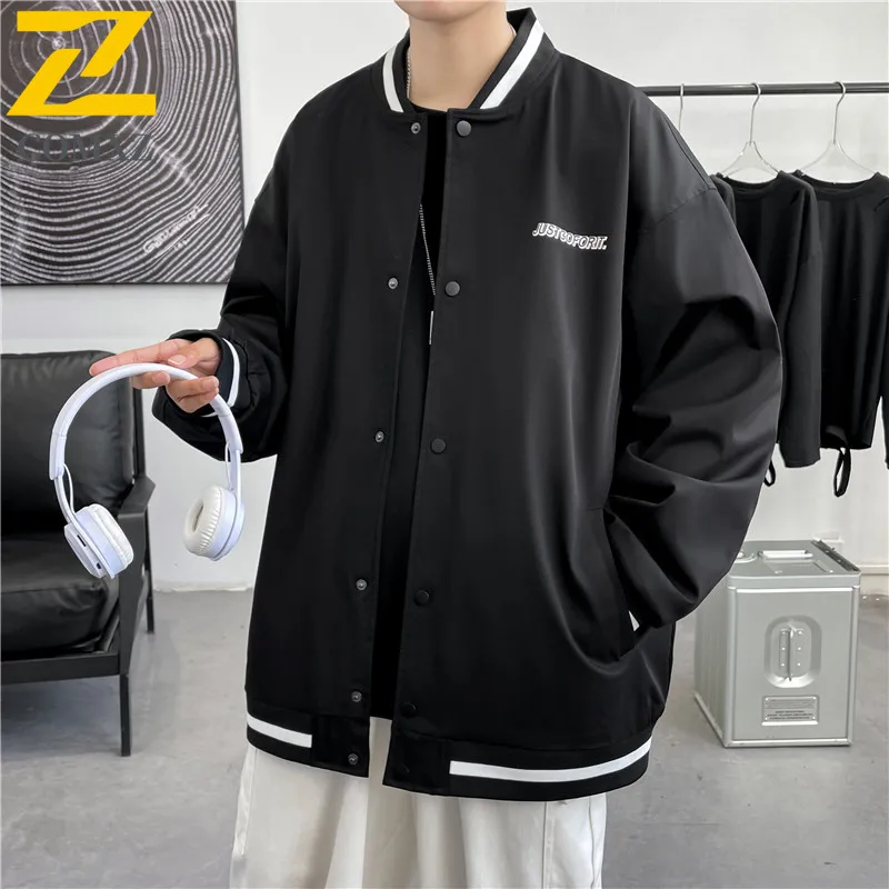 

Trendy Men Jacket Autumn Baseball Style Casual Walking Travel Coat Outdoor Work Activities Lightweight Comfortable Windbreaker