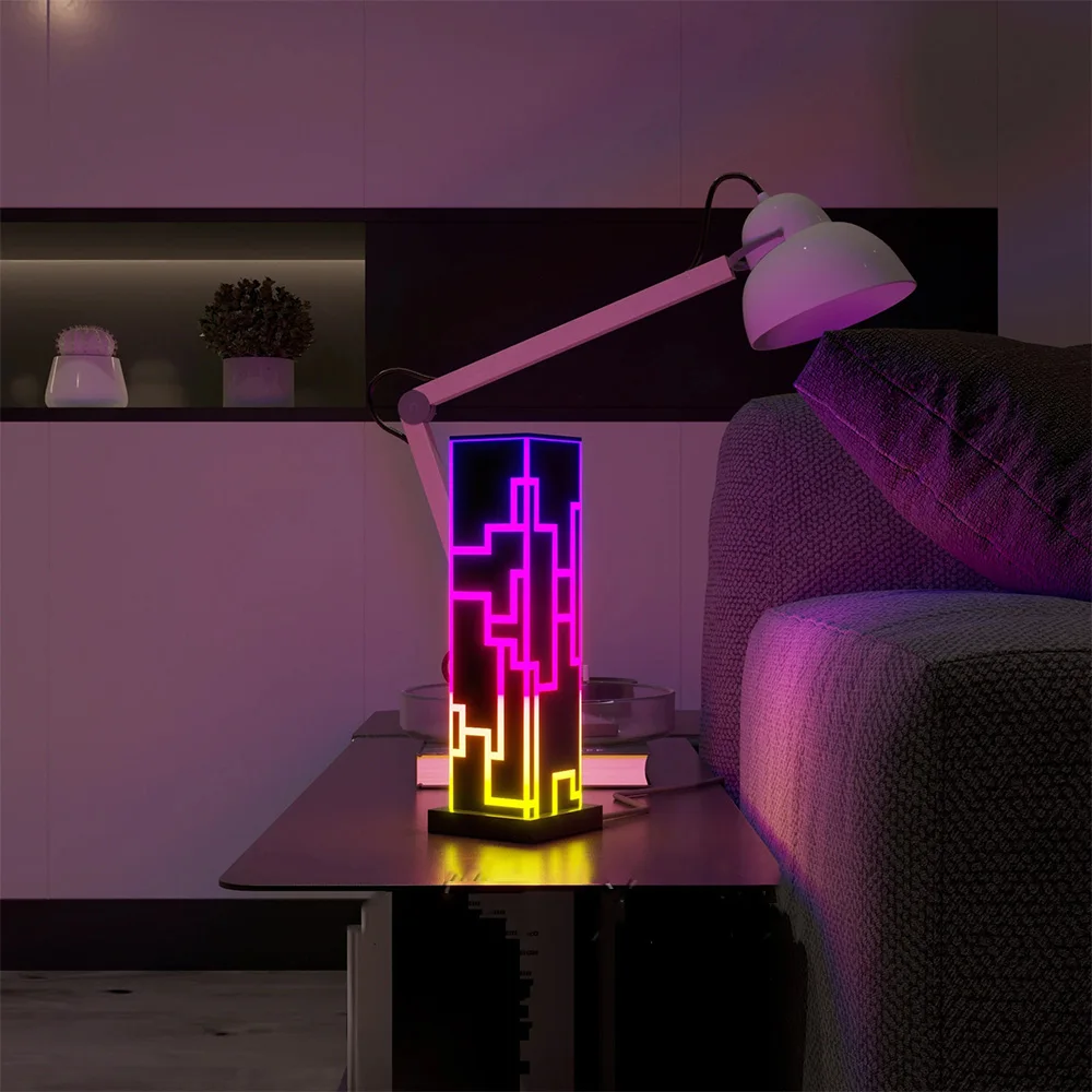 

Popular Design Multicolor Cube Standing Night Lamp Restaurant Office Bar RGB Table Lamp With Remote Control