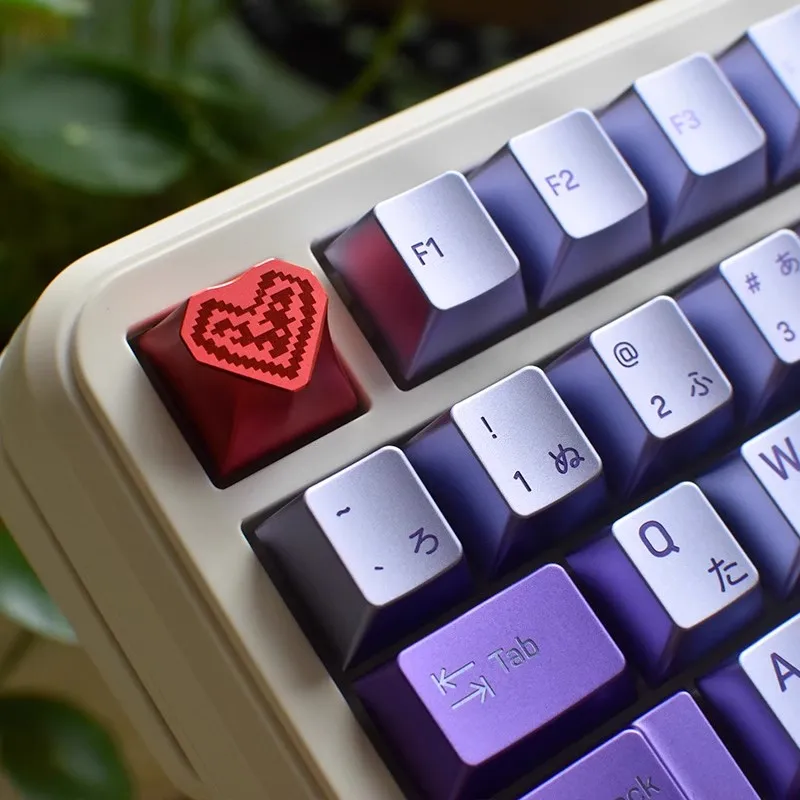 

Red Heart Metal Keycap Artisan Frosted CNC Two-colour Anode Cherry Profile Keycaps for Mechanical Keyboard Custom Accessory Gift