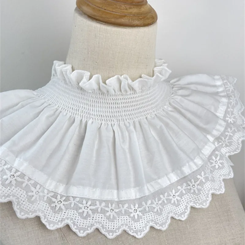 14CM Wide White Stretch Ruffled Cotton Elastic Lace Trim Embroidered Fringe Ribbon Dress Collar Curtains Fabric DIY Sewing Decor