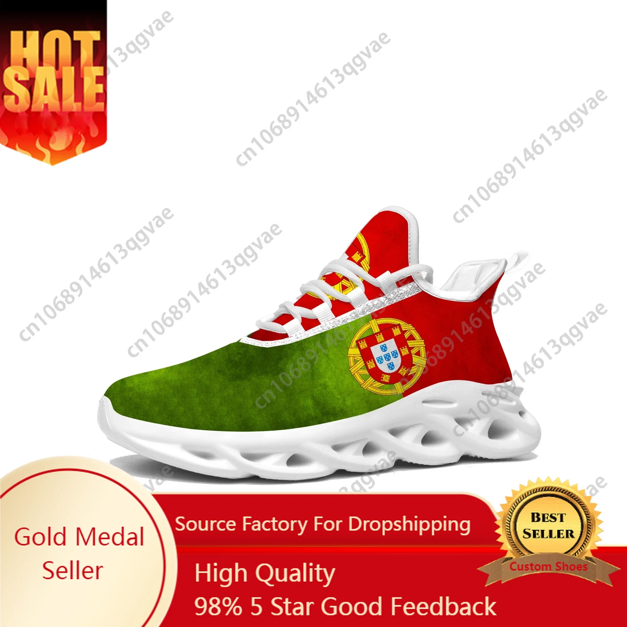 Portugal Flag Flats Sneakers Mens Womens Portugal Sports Shoes High Quality Sneaker Lace Up Mesh Footwear Tailor-made Shoe White