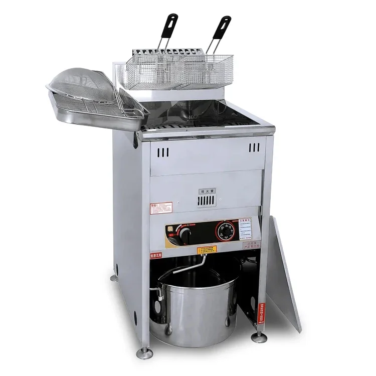 

40L Fryer Kitchen Equipment Stainless Steel Chicken Potato Chips Gas Fryer Commercial Snack Machine Electric French Fries Fryer