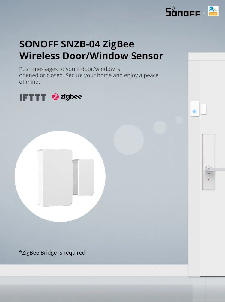 SONOFF SNZB04 Zigbee Smart Door Window Sensor Mini Door Alarm Sensor Work With SONOFF Zigbee Bridge-P For Smart Home Security