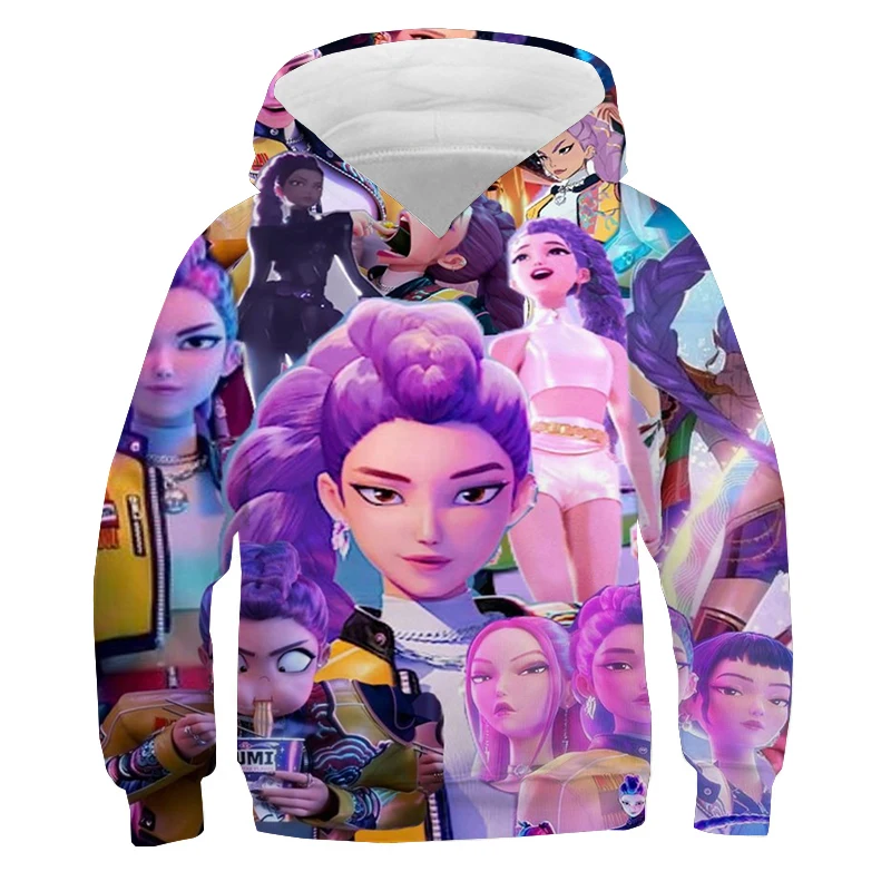 

Детская толстовка с капюшоном K-Pop Demon Hunters, весенне-осенние новые детские пальто с длинными рукавами, толстовка с принтом фильмов для мальчиков 2025 года, повседневная одежда для девочек