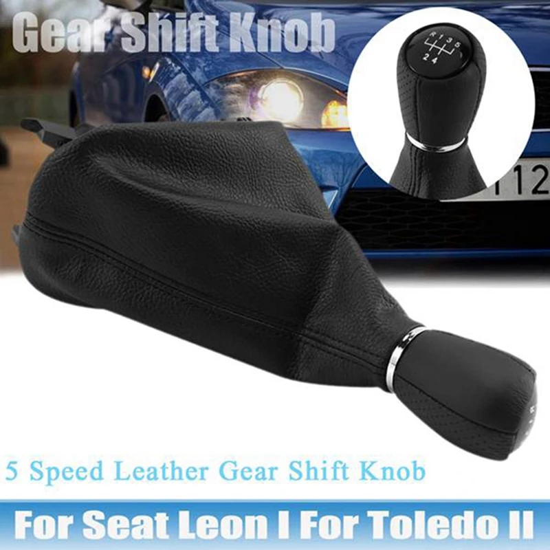 Manual 5 Speed Gear Stick Shift Lever Head Ball With Leather Boot For SEAT LEON MK1 For TOLEDO MK2 1998-2005