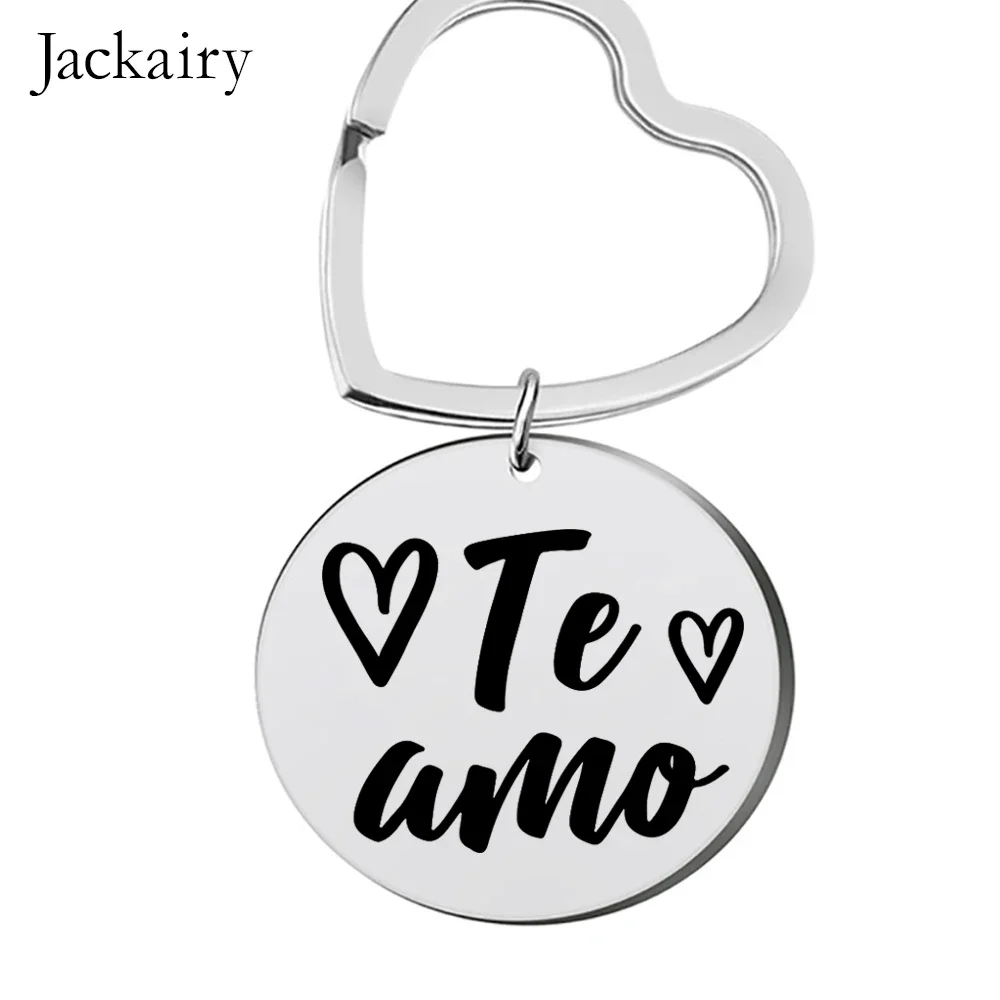 Spanish Valentines Day Keychain for Boyfriend Husband Te Amo Couple Keyring Pendant Necklace Birthday Anniversary Christmas Gift