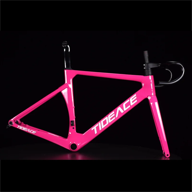 1000 Carbon Disc Brake Road Bike Frameset with Integrated Handlebar Customized Design OEM Paint 700C Max 28C Racing