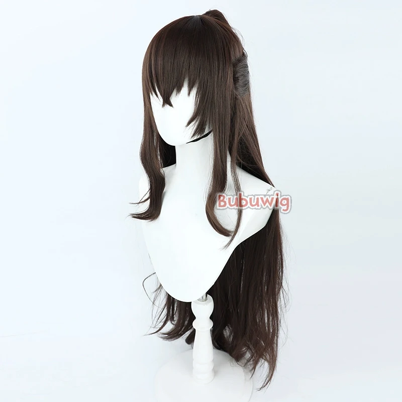 Bubuultraviolet Dazai Osamu Cosplay Perruques Cheveux Synthétiques, Bungo Stray Dogs Dazai Osamu, 100cm de Long, Queue de Cheval Brune, Perruque Cos, Degré de Chaleur