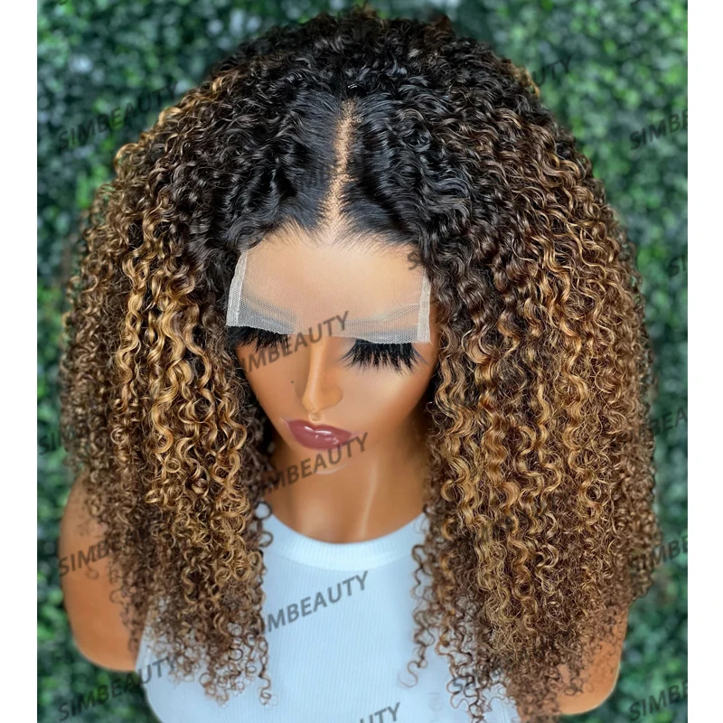 Caramel Brown Blonde Ombre Deep Part 13x6 Lace Front Human Hair Wigs for Black Women Glueless 200Density Cheap T Part Daily Wigs