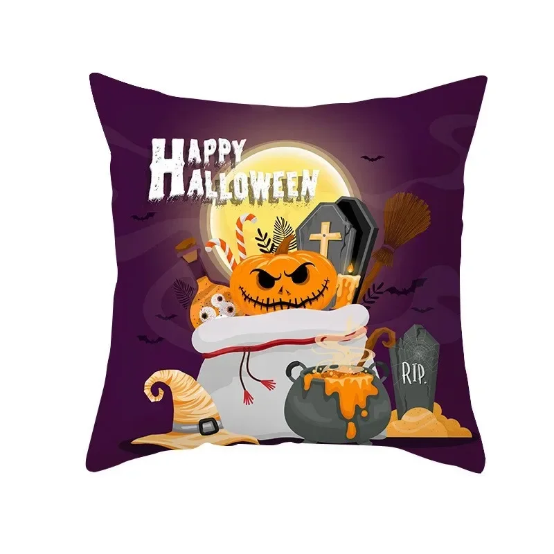 Halloween Pumpkin Ghost Face Cushion Cushion Pillow Pillow Set Is Suitable for Home Living Room Sofa Bedroom Room Decoration