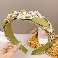 Women Korean Fashion Headband Girls Vintage Soft Fabric Broad Brim Hairbands Drill Headwear new Lady Hairs Elastic Hair Band