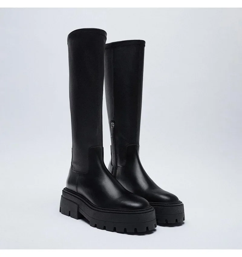2026 Neue Modemarke Luxus Designer Punk Casual Kalbsleder Damenstiefel mit Reißverschluss Modischer Blockabsatz Hochwertige Freizeitschuhe für Damen – Detail 7