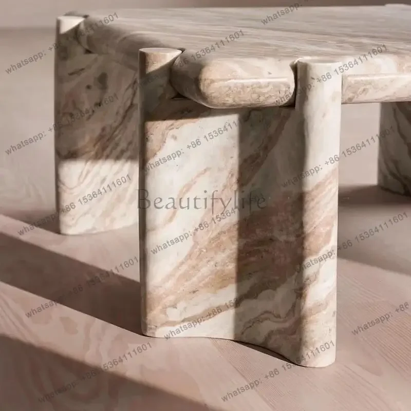 Modern Minimalist Marble Coffee Table, Creative Luxury Design Natural Stone, Heat & Scratch Resistant, Customizable