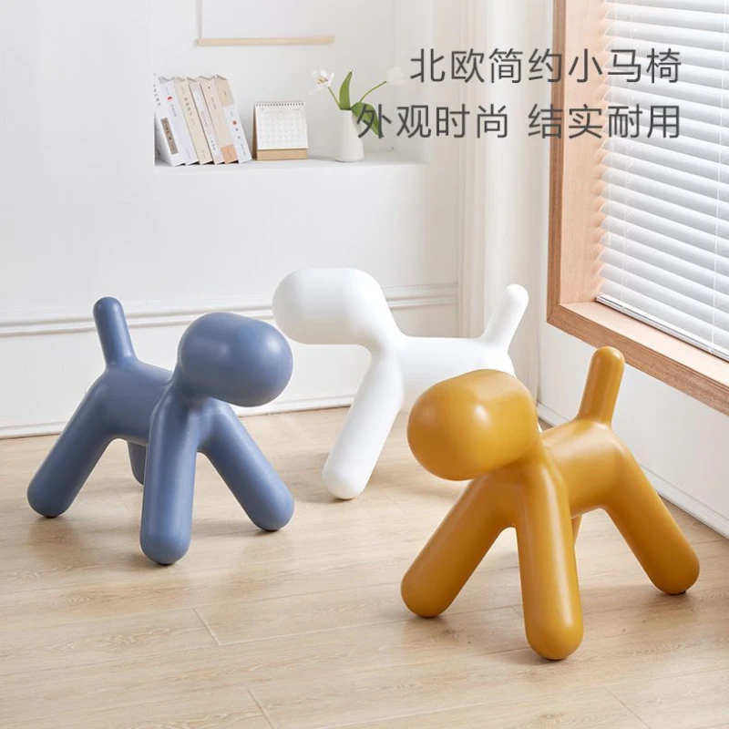 

Puppies Bench Small Stools Animal Creative Chairs Shoes Changing Stools Small Horse Ottomans Living Room Furniture PE Material