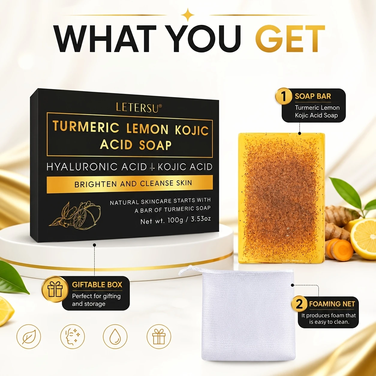 100g Turmeric Hand Made Soap, - Kojic Acid Soap review and price