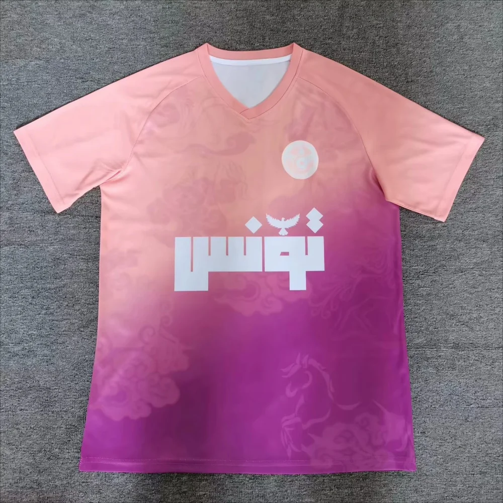 25-26 시즌 새로운 튀니지 스페셜 에디션 훈련복 3d 인쇄 건조 빠르게 통기성 남성 및 여성 티셔츠