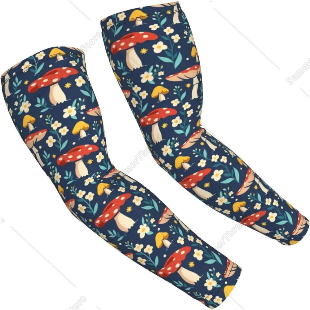 

Colorful Mushrooms Sun Protection Cooling Arm Sleeves Outdoors Sports Workouts Sunscreen Arm Sleeve with Finger Hole