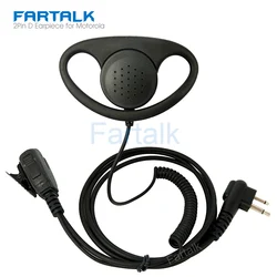 2 Pin D Shape Curve Earpiece Headset Mic for Motorola GP88 GP300 GP308 GP2000 CP140 CP200 CP300 CLS1450 EP450 Walkie Talkie