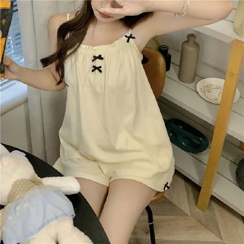 Summer Ladies Sling Pajamas Homewear Suit Pure Desire Wind Sling Shorts Pajamas Female Thin Section Leisure Girls Homewear