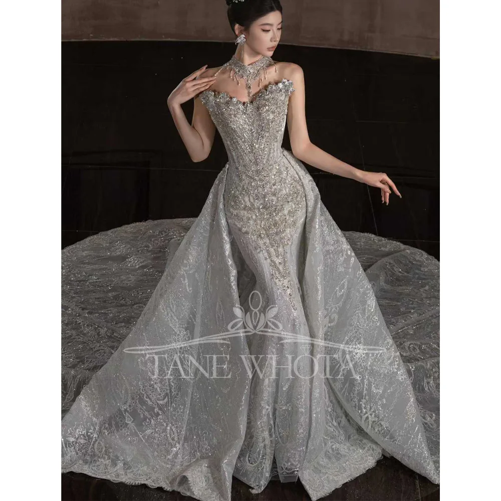 Sweetheart Embroidery Beading Sequined Detachable Jacket Wedding Dress Sheath Vestido De Noiva Customized For Brides